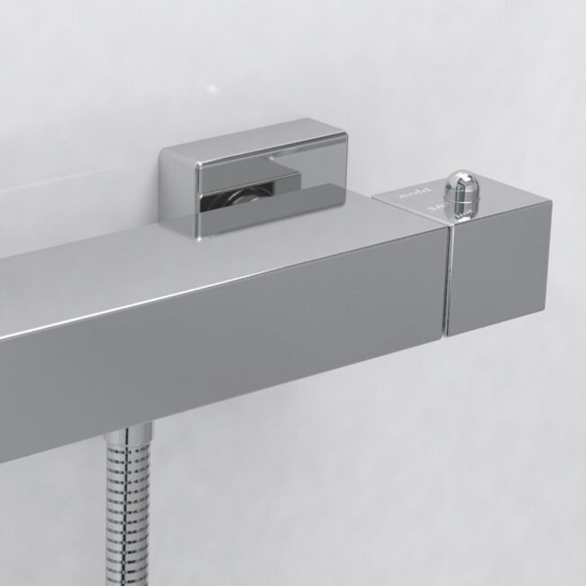 Alice Square Thermostatic Bar Shower Mixer Valve Chrome - Image 3