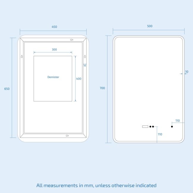 Touch Sensitive Bathroom LED Mirror Bluetooth With Clock 500 x 700mm - Image 8