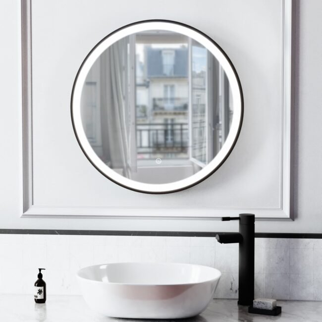 Kilsby Bathroom LED Mirror Demister Touch Sensor Lights Anti-fog Matte Black - Image 2