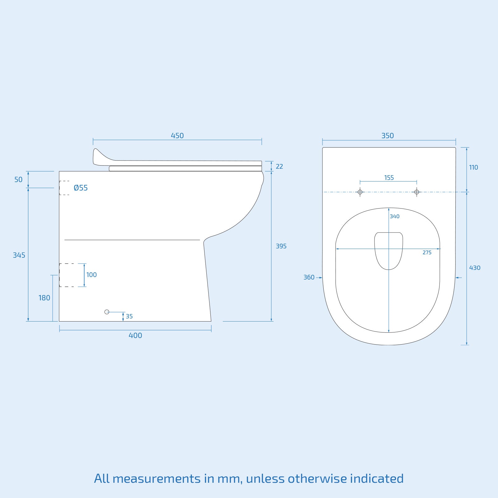 Nanuya 400mm White Floor Standing Vanity Cabinet. Back to Wall Toilet & WC unit - Image 6