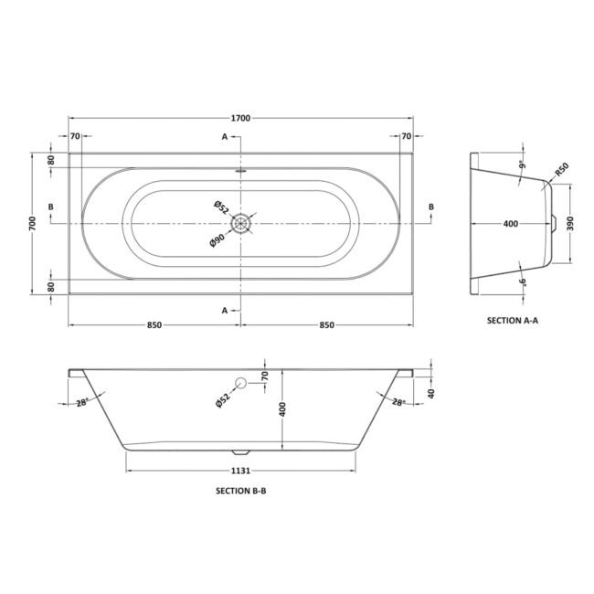 Otley Round Double Ended Bath Acrylic - Image 5