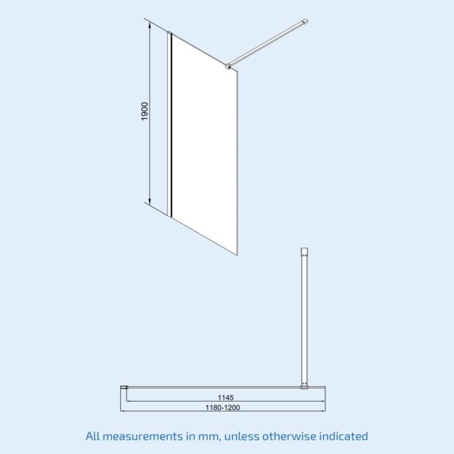 Brushed Brass 1200mm Screen 8mm Tempered Glass With 300mm Flipper Panel - Image 8