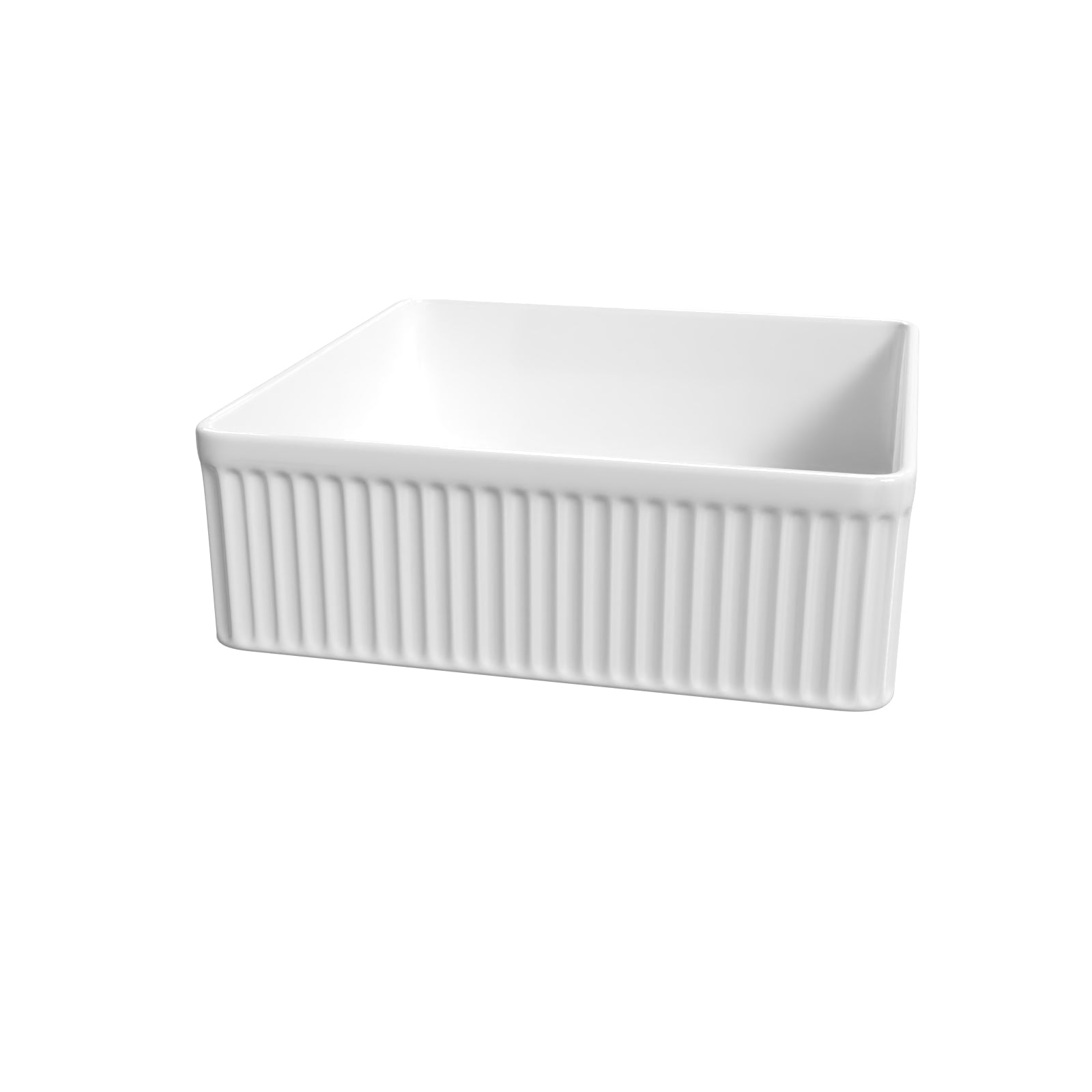370mm Fluted Square Countertop Sink Gloss White - Image 5