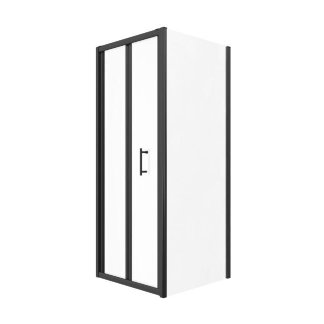 Black 760mm Bi-fold Shower Door. 700mm Side Panel Tempered Glass - Image 5
