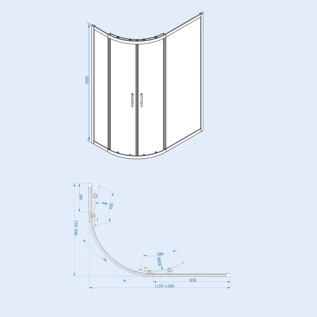 Saturn 1200 x 800mm Chrome Framed Quadrant Corner Shower Enclosure - Image 7