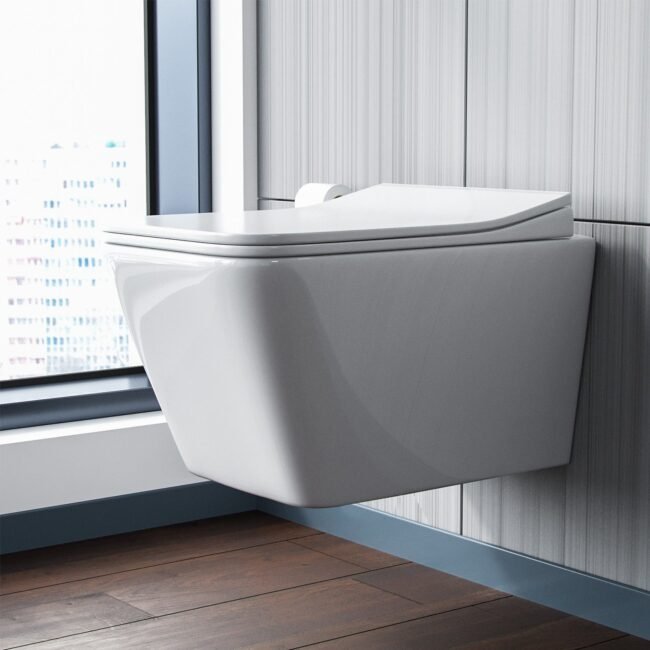 Inton Rimless Wall Hung Toilet Pan + Soft Close Toilet Seat - Image 2