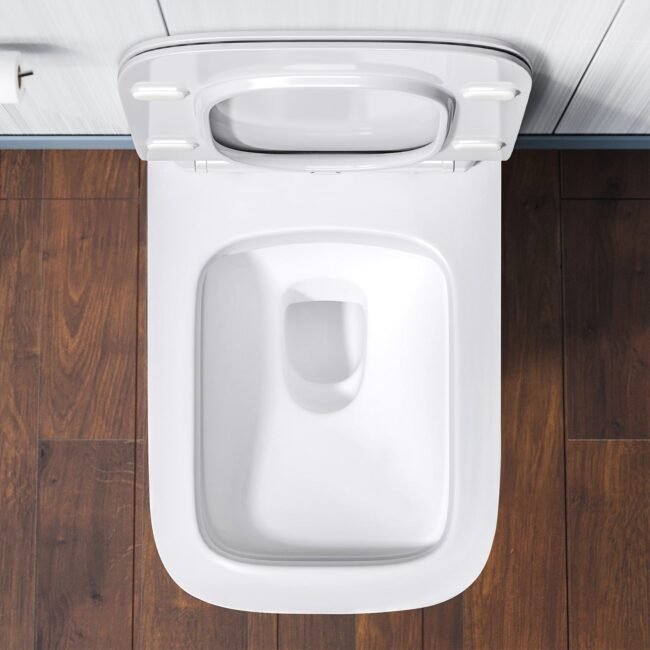 Inton Square Back To Wall Rimless Toilet Pan With Soft Close Seat + WRAS Approved Concealed Cistern - Image 8
