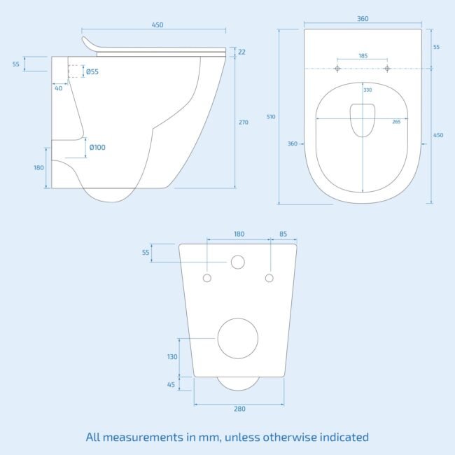 White D-Shape WH Toilet Concealed Frame & Round Button Flush Plate - Image 9