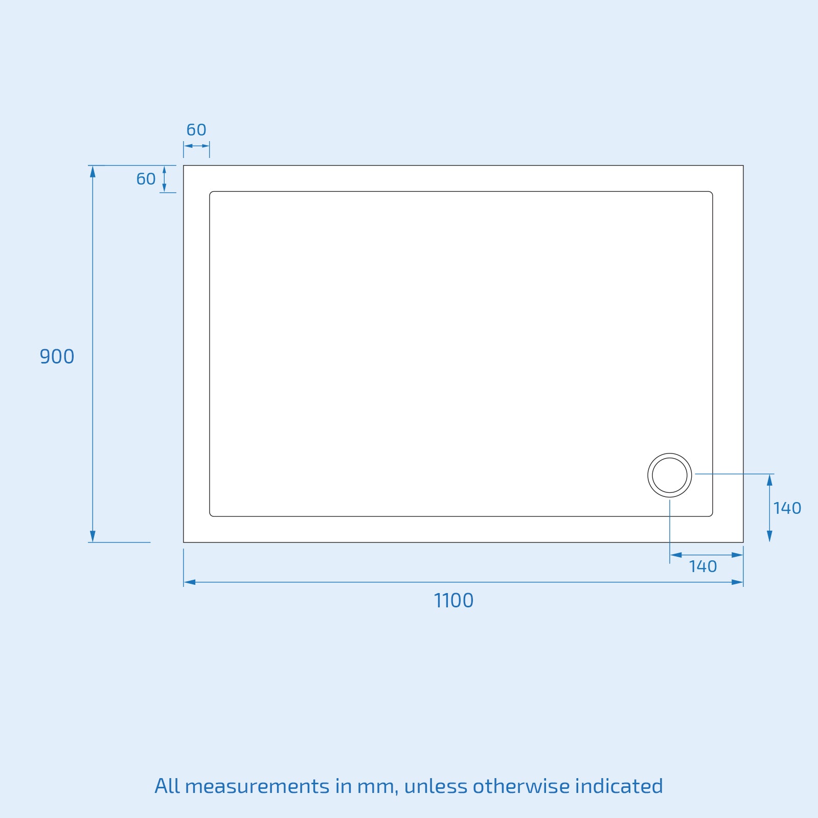 Saga Frameless 1100mm Sliding Door. Side Panel 900mm Enclosure & Tray - Image 10
