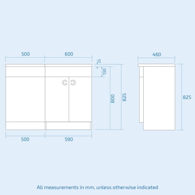 Dene White 1100 mm Right Hand Side Sink Combination Vanity Unit With Rimless Toilet - Image 8