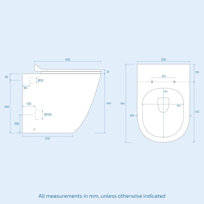 Bretford White 2 in 1 Compact Basin & Back to Wall Round Toilet Space Save Set - Image 8