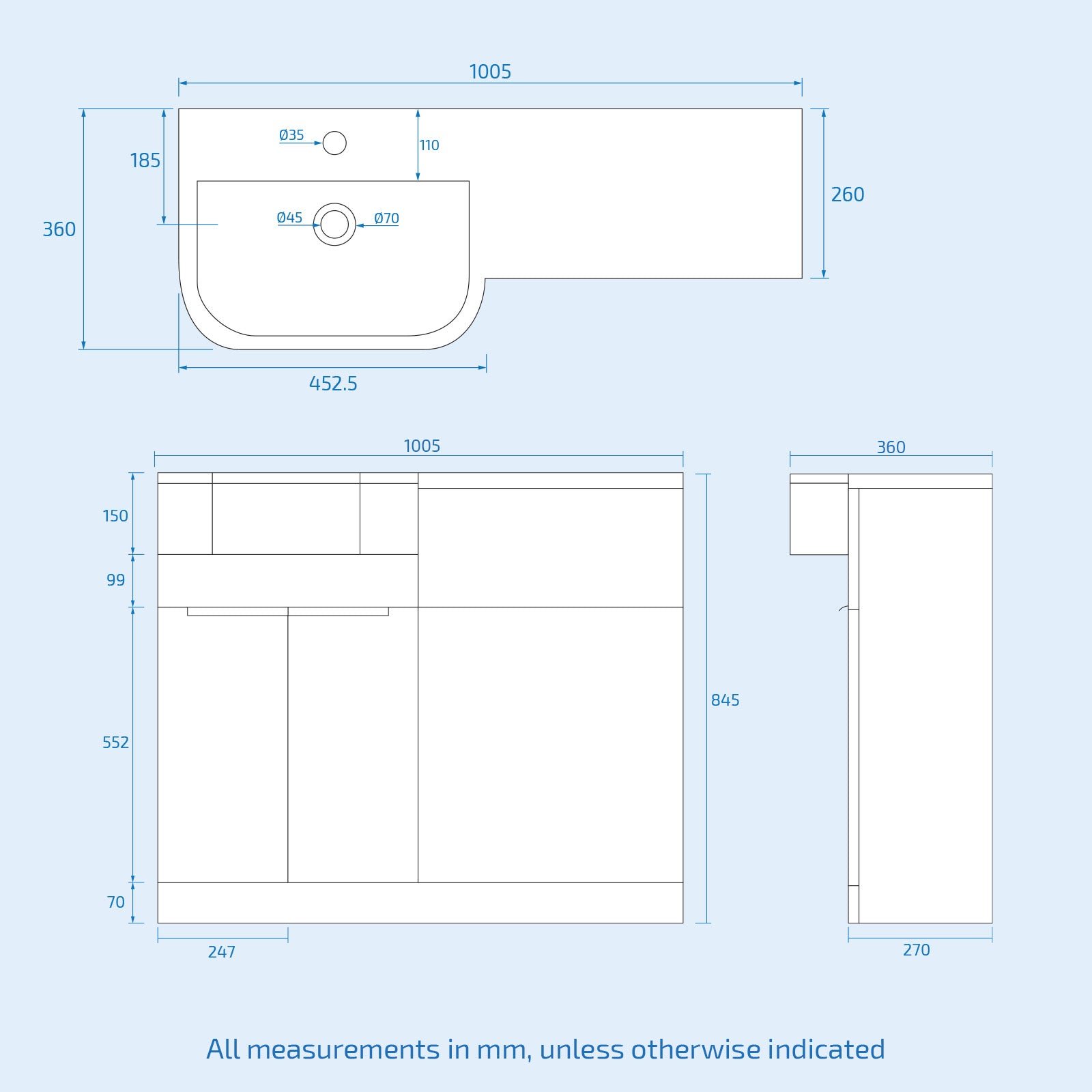 Bretford White L-Shaped LH 1700mm Shower Bath With Screen. Basin Vanity Unit With Handle & BTW Toilet Suite - Image 9