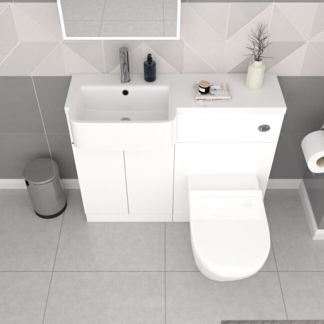 Bretford LH Basin Black Handle WC Unit BTW Toilet L-Shaped Bath & Panel Screen - Image 7