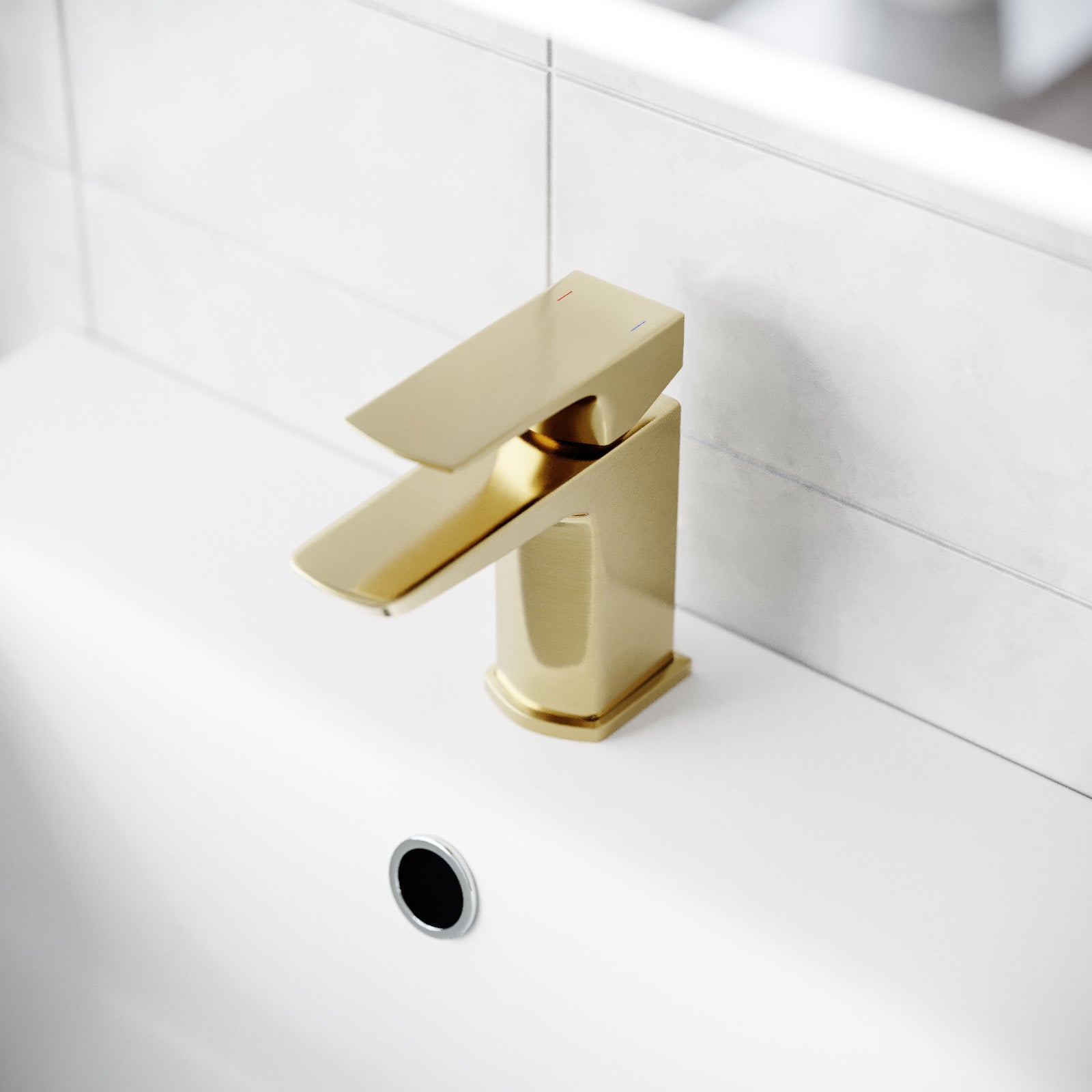 Bretford Basin Vanity Unit With Brushed Brass Handles. WC Unit. Tap & Toilet - Image 6