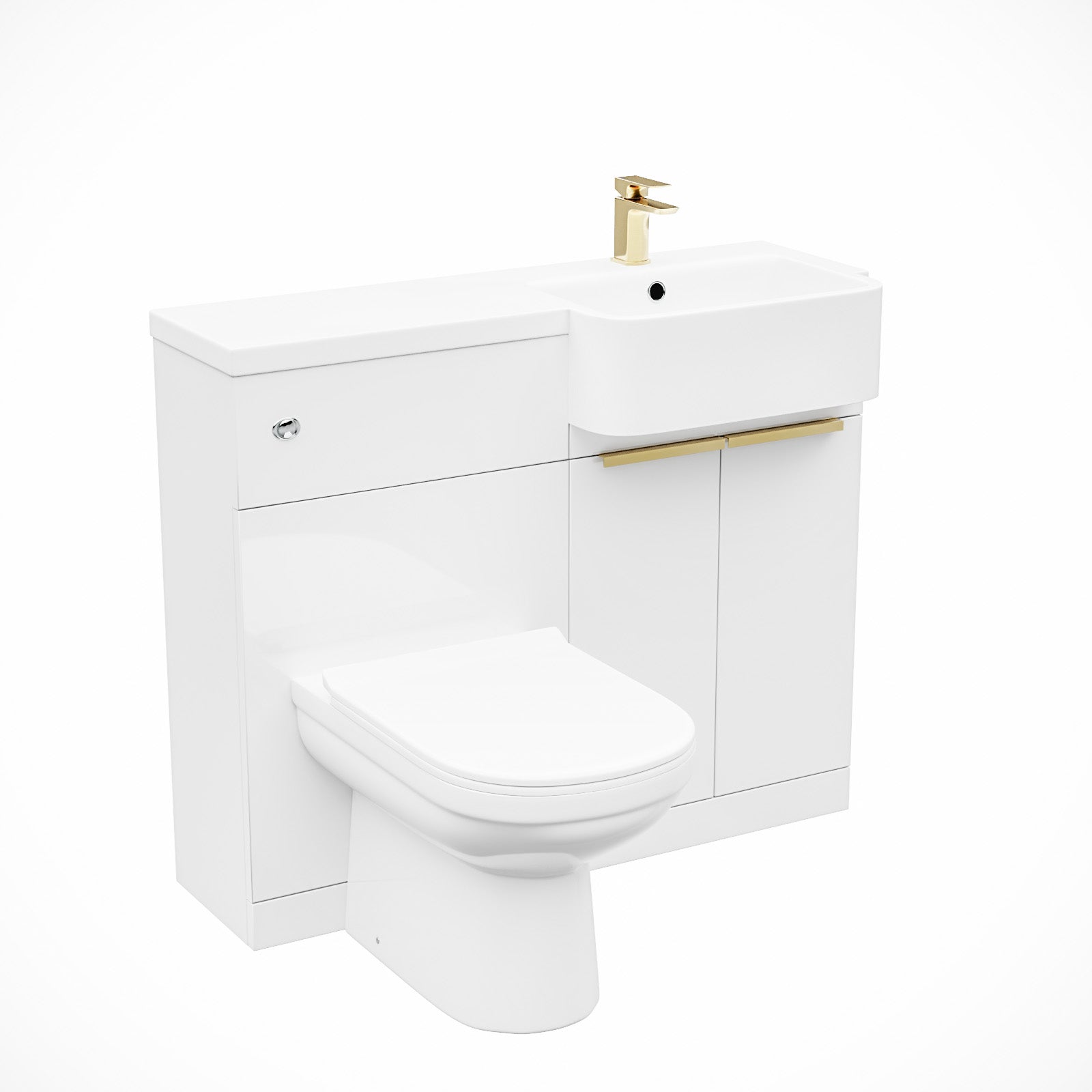 Bretford Basin Vanity Unit With Brushed Brass Handles. WC Unit. Tap & Toilet - Image 7
