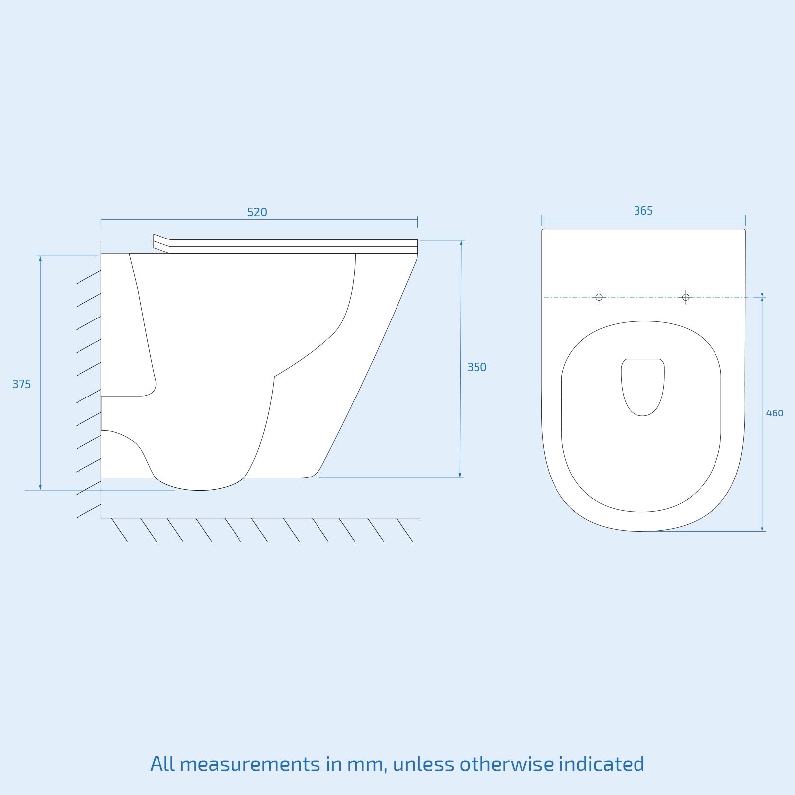 Round Rimless Wall Hung Toilet. Cistern Frame. Flush Plate Matte Black - Image 6