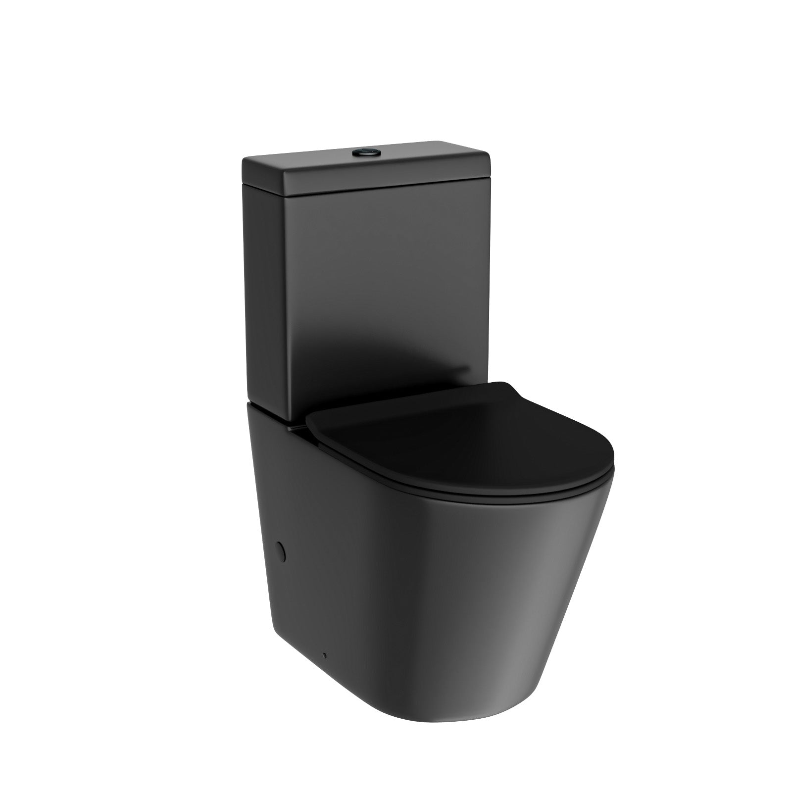 Rimless Round Close Coupled Toilet Pan. Cistern & Seat Matt Black - Image 6