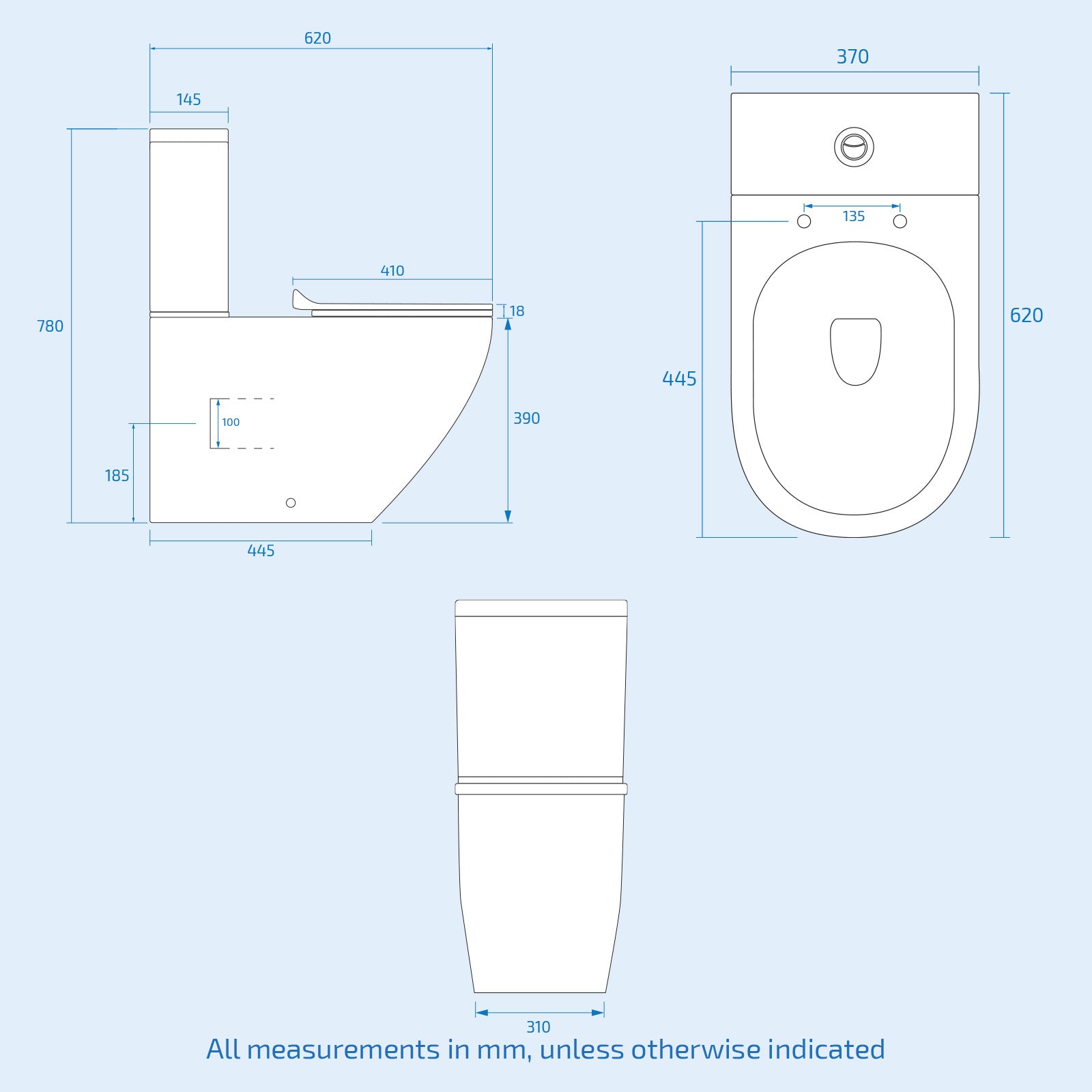 Rimless Round Close Coupled Toilet Pan. Cistern & Seat Matt Black - Image 7