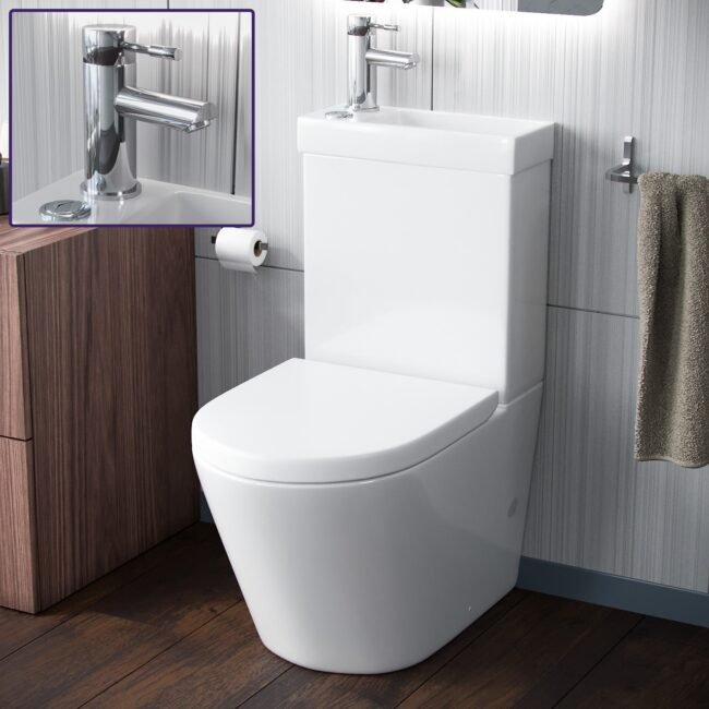 Pilton 2 in 1 Close Coupled Pan. Cistern. Seat & Mini Mono Basin Mixer Tap