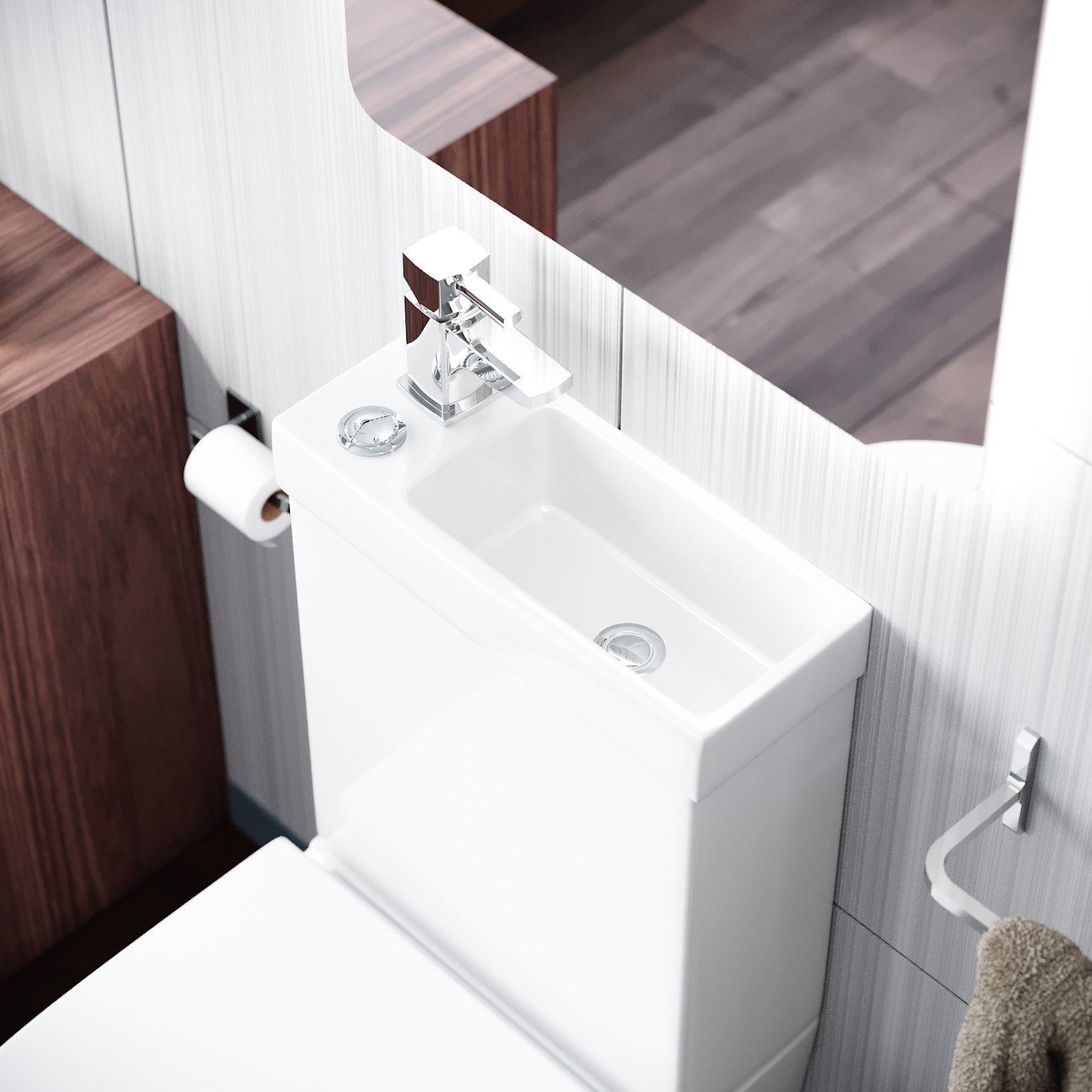 Pilton 2 in 1 Close Coupled Pan. Cistern. Seat & Boston Basin Mono Mixer Tap - Image 5