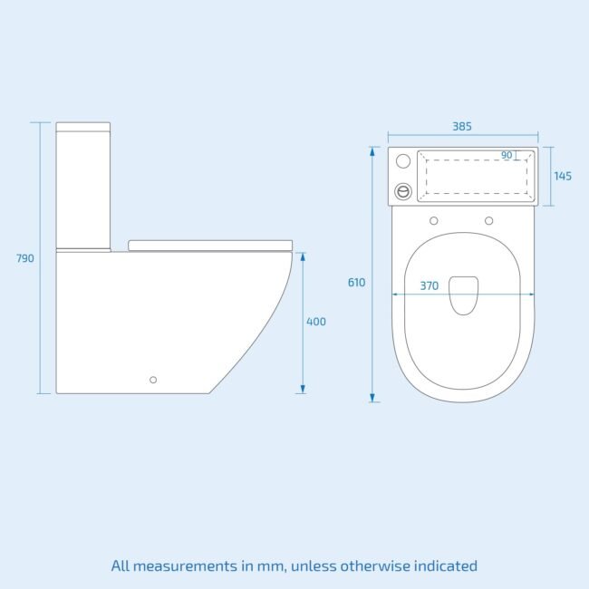 Pilton 2 in 1 Close Coupled Pan. Cistern. Seat & Mini Mono Basin Mixer Tap - Image 8