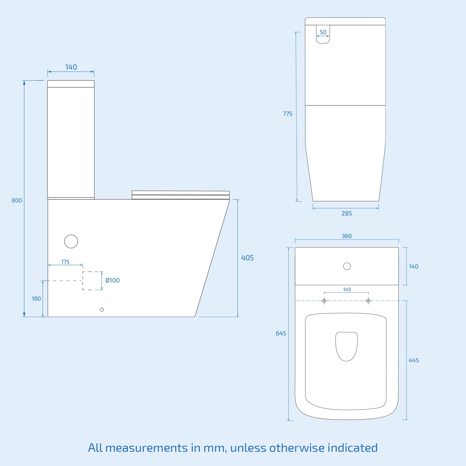 Merton 600mm Wall Hung Vanity Basin Unit & Square Rimless Close Coupled Toilet Grey - Image 9