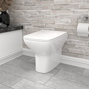 White Square Shape Back to Wall Toilet with Soft Close Slim Seat