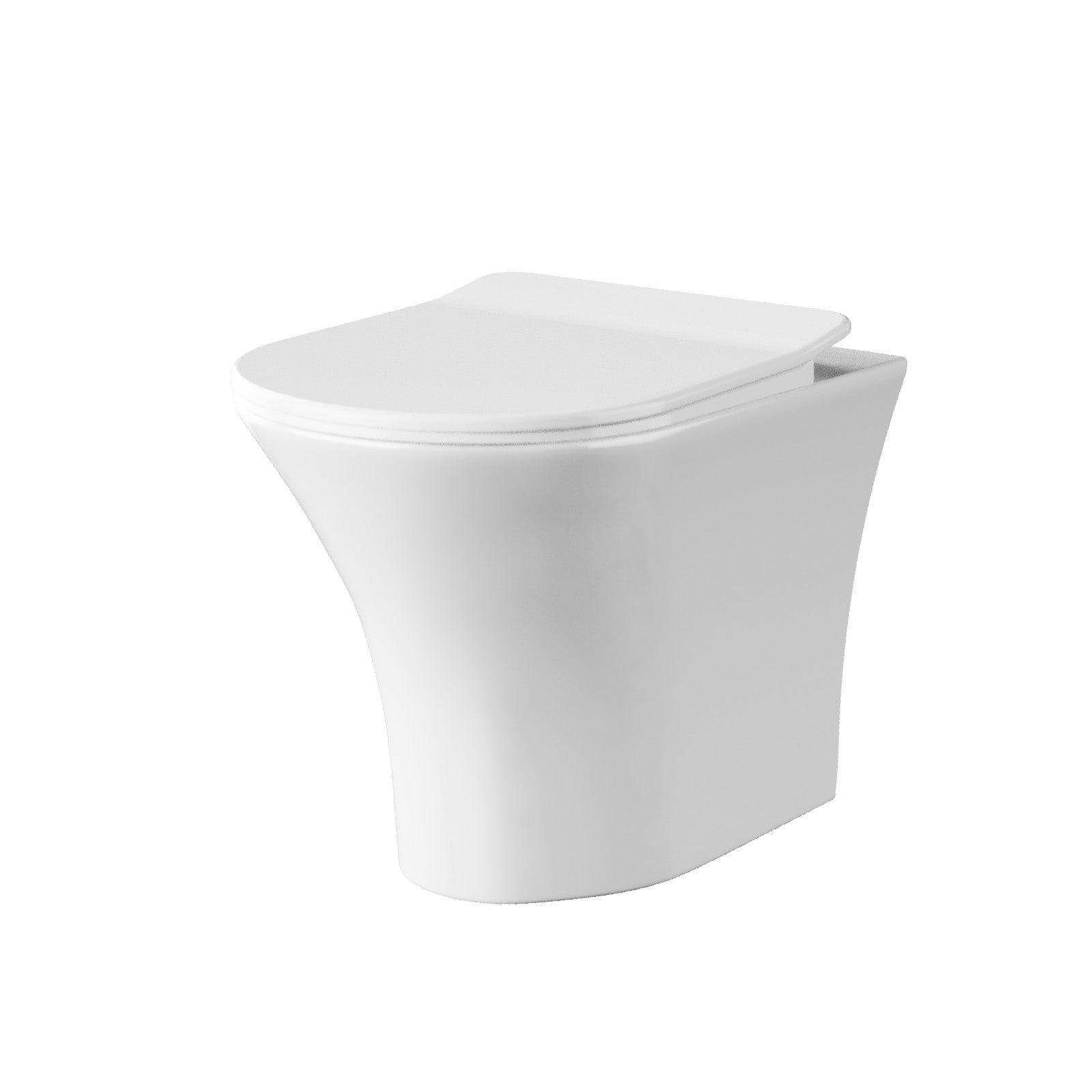 Kelston Modern Bathroom Rimless Back to Wall Toilet with Soft Close Seat White - Image 5
