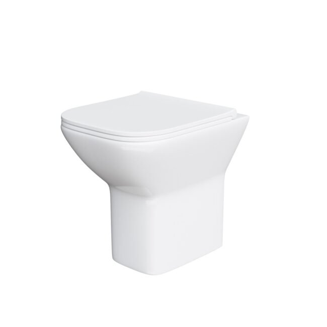 Keswick Contemporary Back to Wall Rimless Comfort Height Toilet and Soft Close Seat White Bathroom - Image 6