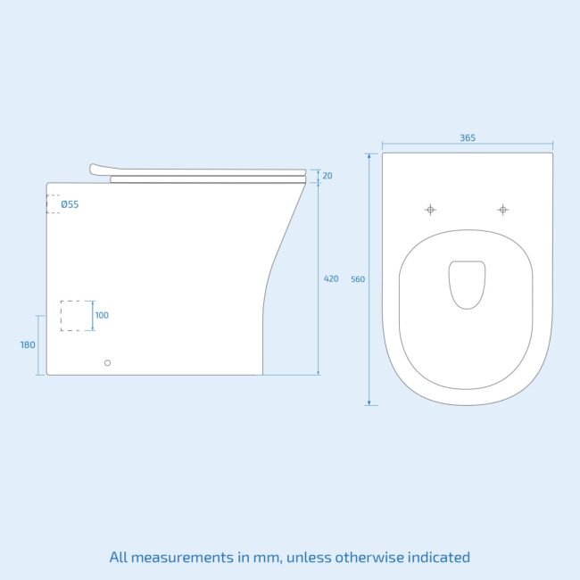 Henley Modern Rimless Back to Wall Toilet with Soft Close Seat White - Image 6