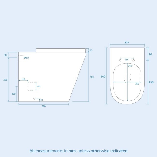 Romsley Modern 500mm Back To Wall Rimless Toilet with WC Unit Gloss White - Image 6