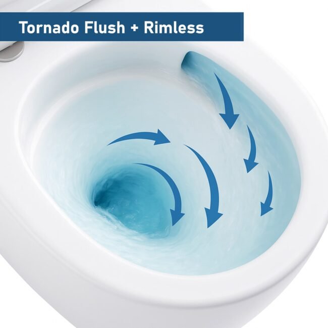 Tornado White Wall Hung Tornado Rimless Toilet With Frame & Flush Plate - Image 3