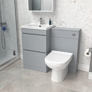 Alaska Matte Grey Freestanding PVC 500mm 2 Drawers Vanity & WC Unit & BTW Toilet