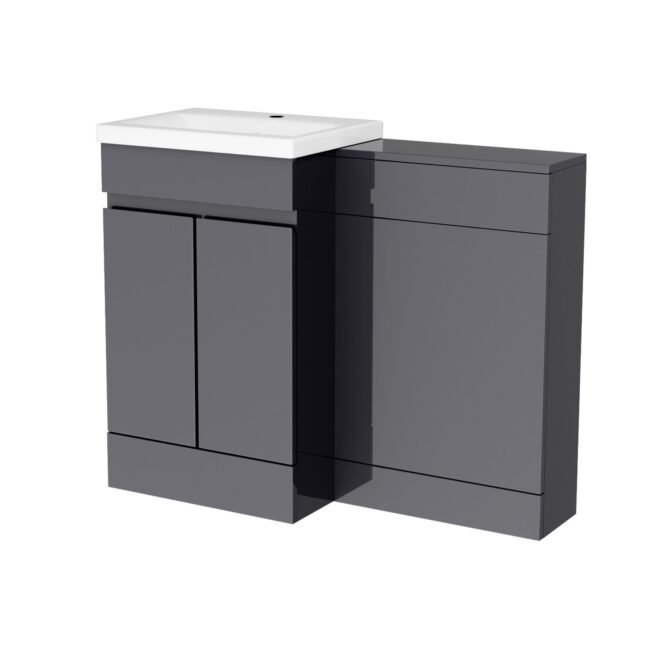 Alaska Dark Grey Freestanding PVC 500mm 2 Doors Vanity & WC Unit - Image 5
