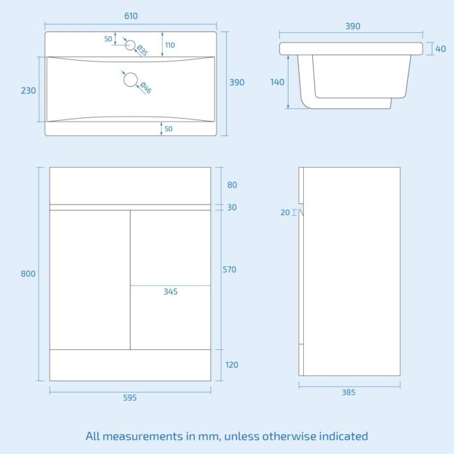 Alaska Dark Grey 600mm PVC Freestanding Bathroom Basin Vanity Unit - Image 5