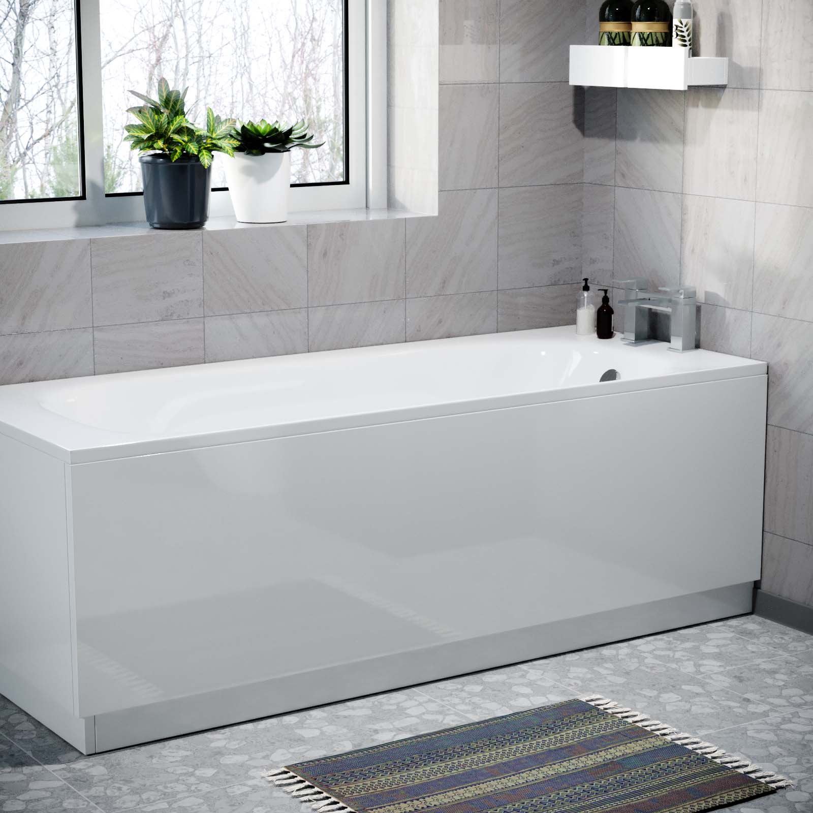 Modern 1700 x 700mm White Front End Bath Panel Durable PVC + Plinth Gorge - Image 2