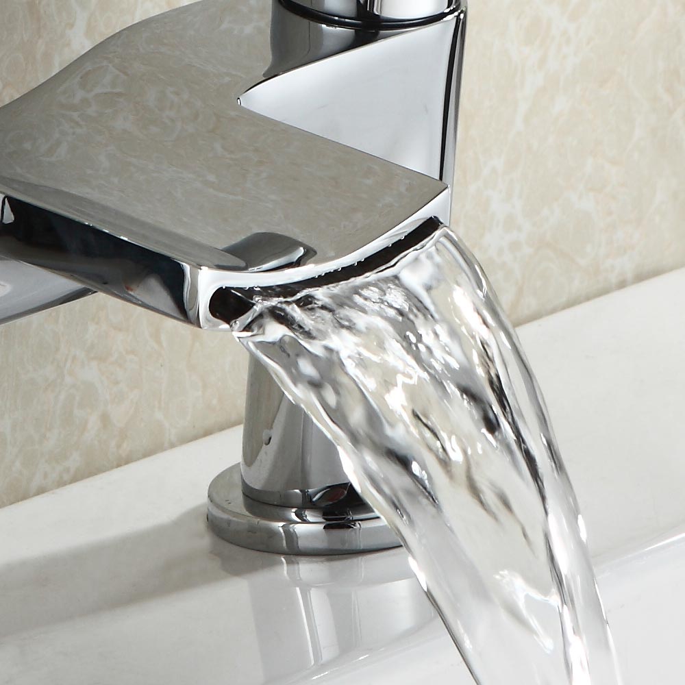 Centa Modern Waterfall Bathroom Basin Sink Mixer Tap & Deck Mounted Bath Filler Tap + Free Basin Waste - Image 4