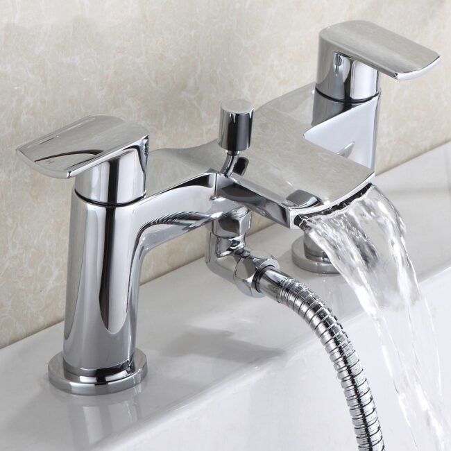 Centa Modern Chrome Waterfall Bath Shower Mixer Tap With Pencil Handset Kit - Image 2