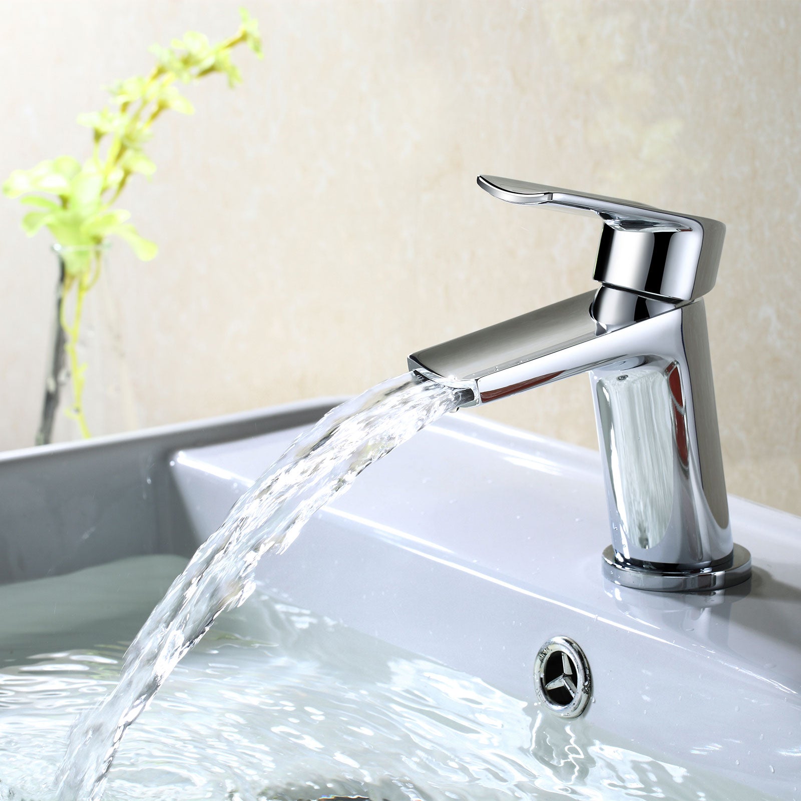 Centa Modern Waterfall Bathroom Basin Sink Mixer Tap & Deck Mounted Bath Filler Tap + Free Basin Waste - Image 2