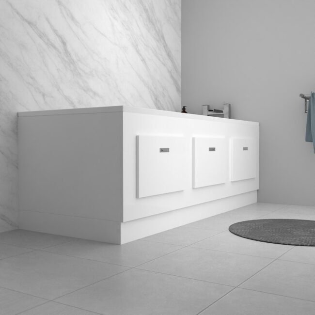 White 1800mm Storage Magnetic Door Durable PVC Front Bath Panel - Image 2