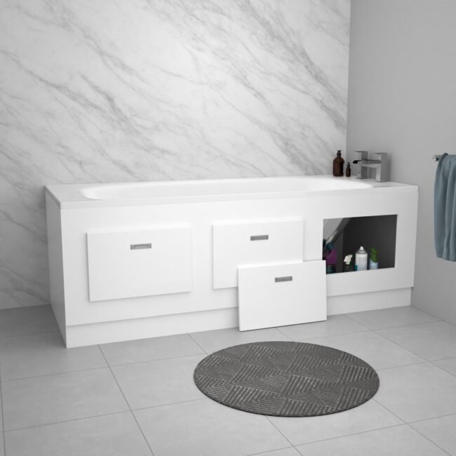 White 1800mm Storage Magnetic Door Durable PVC Front Bath Panel - Image 3