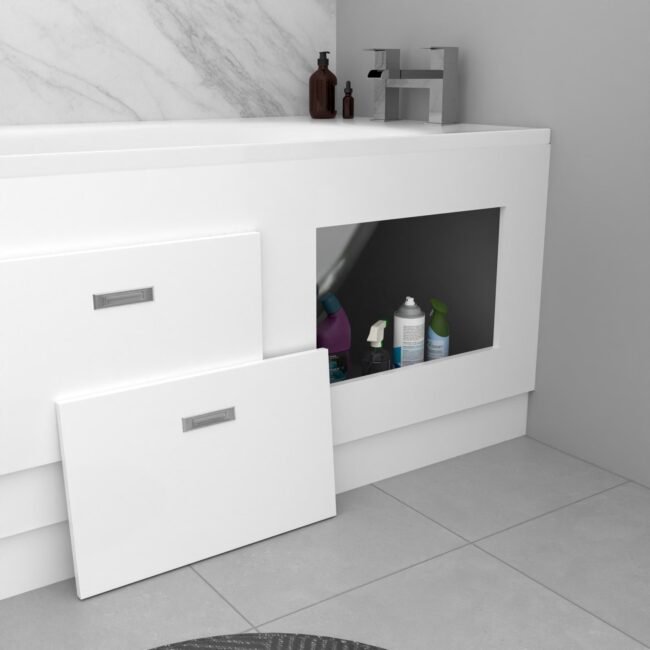 White 1800mm Storage Magnetic Door Durable PVC Front Bath Panel - Image 4