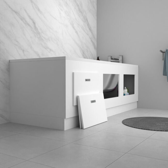 White 1800mm Storage Magnetic Door Durable PVC Front Bath Panel - Image 6
