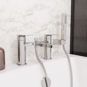 Gisela Deck Mounted Chrome Bath Shower Mixer Tap with Shower Handset