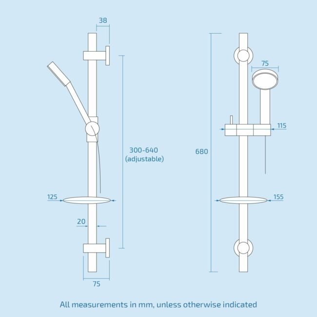 Vertical Thermostatic Shower Mixer Valve & Slider Rail. Handset & Hose Set - Image 10