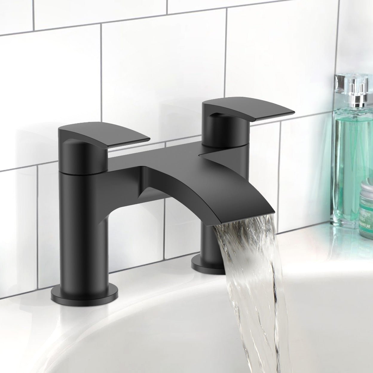 Vago Bathroom Sink Basin Mono Mixer Bath Filler Shower Black Matt Brass Tap & Waste - Image 5
