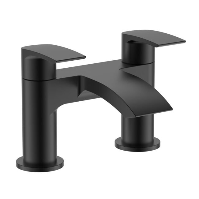 Vago Contemporary Matte Black Deck Mounted Waterfall Bath Filler Tap - Image 2