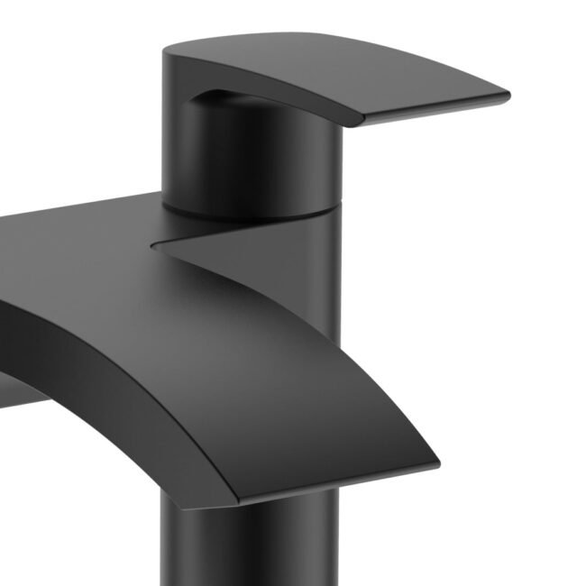 Vago Contemporary Matte Black Deck Mounted Waterfall Bath Filler Tap - Image 4