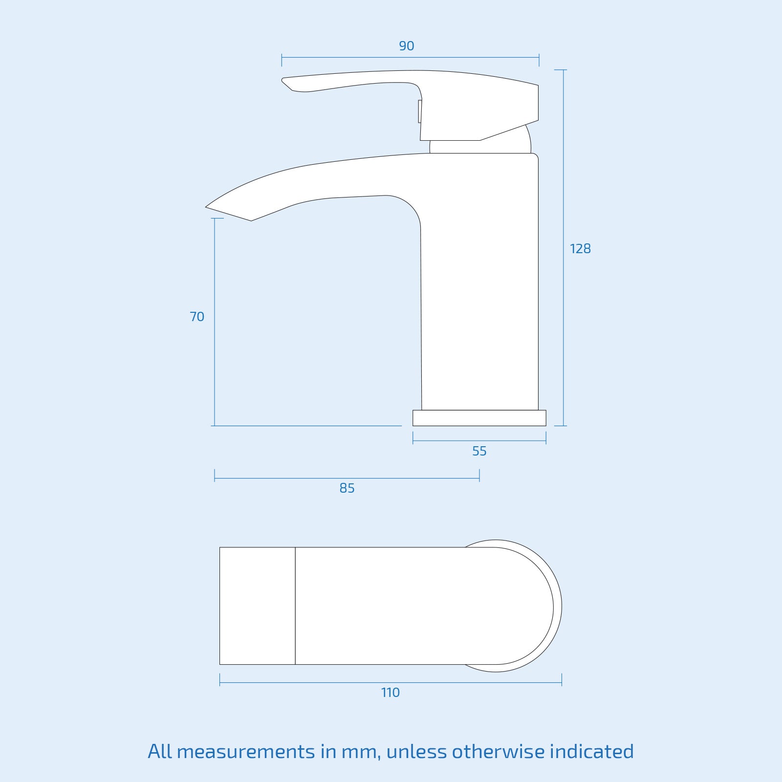 Vago Compact Matte Black Basin Sink Mono Mixer Tap - Image 3