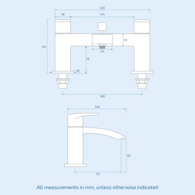 Arke Waterfall Bath Filler Shower Mixer Tap Bathroom Deck Mounted Faucet - Image 3